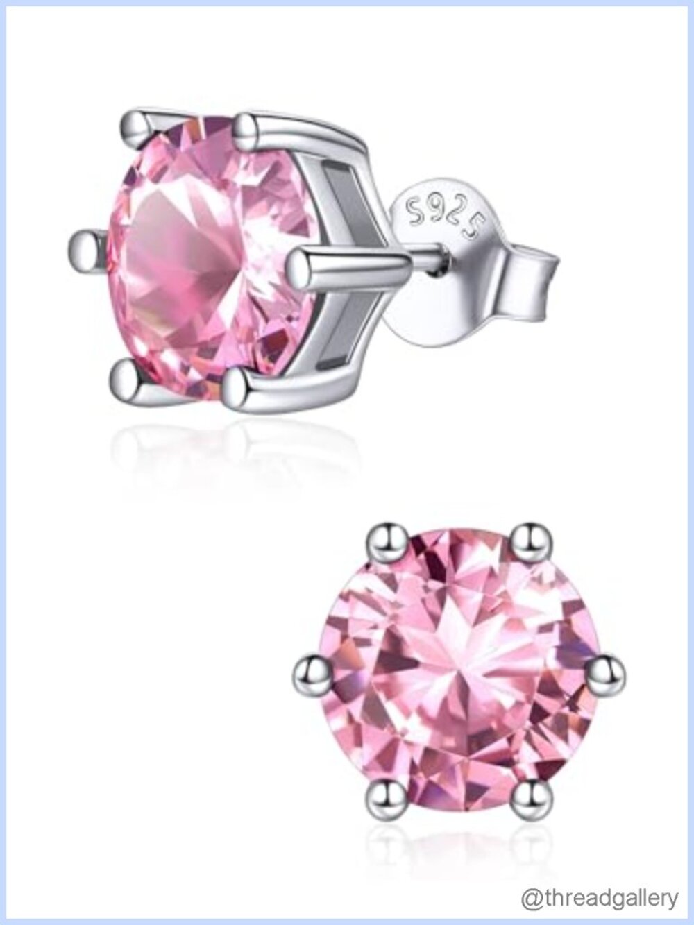 925 Sterling Silver Birthstone Stud Earrings 2 Carat Cubic Zirconia Heart Round